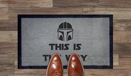 Mandarlorian Chewie This Is The Way Star Wars Fans Nylon Light grey Brown Cream Novelty Door Mat (Light Grey)