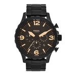 Fossil Men's Nate Quartz Stainless Steel Chronograph Watch, Color: Black (Model: JR1356)