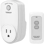 Remote Control Outlet, TESSAN Wireless Electrical Outlet Plug Switch for Lights, Lamps, Fans, 100ft RF Range, 1200W (1 Remote + 1 Outlet)