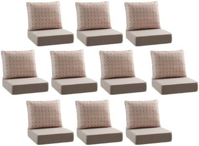 Pugire Luxury 6" Thick Outdoor Cushions 24x24x6, 10-Set Deep Seat Patio Cushions with Removable Boho Diamond Cover, Waterproof & Fade Resistant Replacement for Wicker Chair, Loveseat, Sofa - Beige