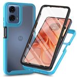 Dfjhure for Motorola Moto E14 Case Moto G24 / G04 Phone Case Built-in Screen Protector Full Body Shockproof Protection Cover tylish Bumper Transparent Back Phone Cover- Light blue