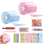 VBBTYRU Nano Tape Bubble Set, Nano Glue for Bubbles, DIY Nano Tape Bubble DIY Set for Kids, 2 Rolls of Colorful Nano Tape, Cartoon Stickers, Straws, Sequins Filler