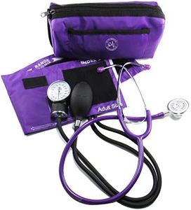 EMI #305 PURPLE Aneroid Sphygmomanometer Blood Pressure Monitor with Dual Head Stethoscope Set Kit