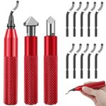 Deburring Tool Kit w/Countersink Hand Reamers &10 Extra Blades, Sturdy Burr Remover, Burr Edges Removing Hand Tool for Metal Copper Wood Resin PVC Pipes Plastic, 3D Printing Burr Removal Reamer Tool