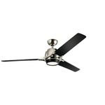 Kichler 300060PN Protruding Mount, 3 Black Blades Ceiling fan with 17 watts light, Polished Nickel