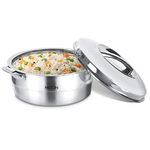 MILTON Empress 3500 Stainless Steel Casserole, 3000 ml, Silver | Double Walled | PU Insulated | Hot & Cold | Food Grade | Easy to Lift Handle | Hygienic | Odourless