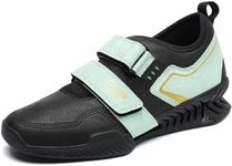 Weightlifting Shoes - High Stability Squat Shoes for Men Women with Non-Slip Rubber Sole, Wide Toe Box & Heel Support for Lifting Powerlifting, Gym, Black/Green