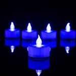 simile Tea Lights 24 Pack No Flameless LED Tea Lights Candles Battery Powered Fake Candles 100 Hours for Wedding Party Holidays Home Decoration Outdoor (Blue 24Pack)