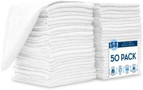 S&T INC. 50 Pack Microfiber Cleaning Cloth, Bulk Microfiber Towel for Home, Reusable Microfiber Towels for Cars, White, 11.5 in. x 11.5 in., 50 Count