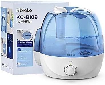 Rbioko 2.6L Cool Mist Humidifiers for Bedroom Whisper Quiet, Ultrasonic Humidifiers for Baby & Nursery, Humidifier for Home Whole House, Easy to Clean, Plant Humidifier with 360° nozzle, Auto Shut-off