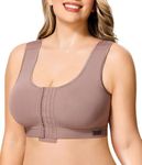 BRABIC Post Surgery Front Closure Bras for Women No Underwire Compression Bra Surgical Mastectomy Everyday Bra （Purple Brown, Medium