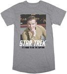 Star Trek The Original Series Kirk Women's Heather Gray Sleep Shirt-Large