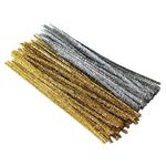 Hobby Tek Golden & Silver Sparkle Pipe Cleaner Wires for Hobby Crafts, Scrap booking, DIY Accessory(Golden & Silver, 12-inch) -Set of 200