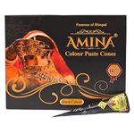 Amina Instant Mehendi Cone | Tattoo Mehndi | Color Paste | Outline Mehandi | Dulhan Mehendi Cone | Natural Henna Cone | Tattoo Mehandi Cones (Pack of 12 Cone Black)