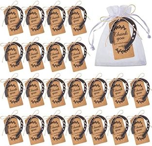 50 Pieces Lucky Horseshoes Wedding Favors Rustic Craft Horseshoe Gifts with Kraft Tags Cast Iron Horseshoe Favors for Birthday Wedding Baby Shower Western Party Decorations