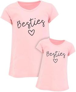 Besties Matching Mommy and Me Outfits Mom Daughter Shirts Mothers Day Outfits Mama Mini Clothing (6, Pink)