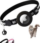 Homvexi Nylon Airtag Cat Collar Breakaway, Reflective Kitten Collar With Airtag Holder And Bell, Lightweight 0.4 Inch Wide For Girls And Boys (Black, Without Airtag)