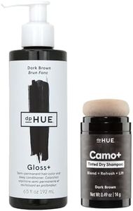 dpHUE Gloss+ (Dark Brown) & Camo+ Tinted Dry Shampoo (Dark Brown) - Boost Color, Shine & Softness - Cover Grays, Root Growth & Thinning Hair