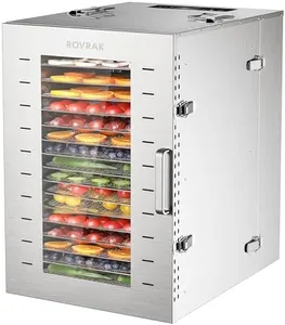 ROVRAk Commercial Dehydrator Machine, 16-Tray Food Dehydrator for Jerky, Fruit, Meat, Herbs, Adjustable Timer, Temperature Control, Overheat Protection (67 Recipes)