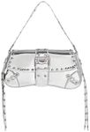 MakeMeChic Women's Shoulder Bags Y2K PU Leather Clutch Small Purse Hobo Bags Silver One-Size