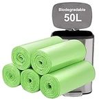 Biodegradable Trash bags 50PCS, Aievrgad 13Gallon/50L large Garbage bags/For kitchen Bin. Bin Liner/Trash/rubbish Bags, 100% Recycled,Tough, degradable, Compost Bags for Food/household Green