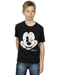 Disney Boys Mickey Mouse Distressed Face T-Shirt 12-13 Years Black