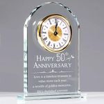 YWHL 50th Wedding Anniversary Quartz Clock Gifts for Parents, 50 Years Golden for Couple, Happy 50th Anniversary Decoration Gift for Her Him (Battery not Included)