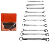 TAPARIA KI 10V Steel Allen Key Set (Black Finish, Box Packing, Pack of 10) & 1810 10-Piecess Ring Spanner Set Combo