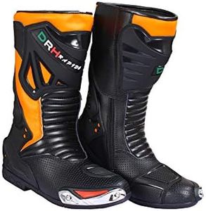 Mens Motorbike/Motorcycle Racing Leather Sport Shoes/Boots Orange/8