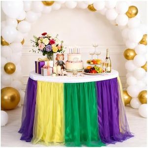 THARAHT Tulle Table Skirt 6FT 180CM Long for Rectangle Tables Round Tables Ruffle Desk Skirt for Princess Girls Birthday Party Cake Dessert Decorations Table Skirt
