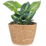 Gadpiparty flower pot flower basket wicker storage basket hand woven flower pots seagrass plant basket decorative planter basket laundry baskets woven belly basket trash can household Straw