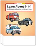 ZOCO – Learn About 911 – Coloring & Activity Books (25 Bulk Pack, Without Crayons) – EMT, EMS Dispatcher, Police, Sheriff, Fire Department Handout for Kids