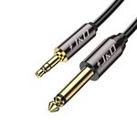 J&D 6.35mm (1/4 inch) TS to 3.5mm (1/8 inch) TRS Cable, Gold-Plated 1/4 inch Male to 3.5mm (1/8 inch) Male Mono Interconnect Heavy Duty Stereo Aux Jack Adapter Cable, 3.3 Feet