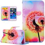 iPhone 6S Case,iPhone 6 Case,NSSTAR Colorful Dandelion Flip Wallet PU Leather Protective Skin Case with Magnetic Closure Built-in Credit Card Slot Stand Case Cover for Apple iPhone 6 6S(4.7 Inch)