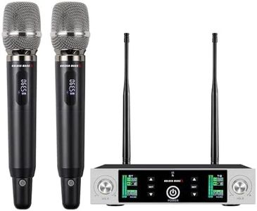 GOLDEN MARS Wireless Microphone System, Upgraded 2.4GHz Rechargeable Professional AI Automatic Channel Connection Metal Wireless Microphones with 400ft Receiving Distance for Singing Karaoke DJ Church