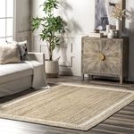 nuLOOM Rikki Braided Border Jute Area Rug, 3' x 5', Off-White