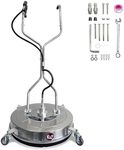BouPower 30" Pressure Washer Surface Cleaner with 4 Wheels, 5200PSI Stainless Steel Surface Cleaner Attachment, Stainless Steel Dual Handle Pressure Washer for Concrete Driveway Sidewalk Deck Patio