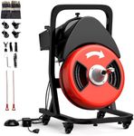 GarveeTech 50FTx1/2 Inch Drain Cleaner Machine with Wheels, Sewer Snake Electric Drain for 2" to 4" Pipes, Plumbing Snake Auger Cleaner with 4 Cutter & Foot Switch for Sewer, Sink, Toilet, Bathroom