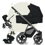 My Junior® Noax² 3-in-1 Pushchair with Baby Seat, Carrier, Sports Seat, Adapter, Spacious Shopping Basket in City Noir