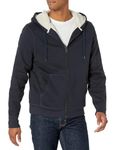 Amazon Essentials Men's Sherpa Lined Full-Zip Hooded Fleece Sweatshirt, Navy, Large