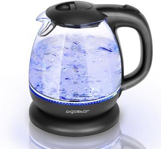 Aigostar Small Electric Kettle, 1.0L Black Glass Kettle Cordless, Compact Mini Clear Water Tea Kettle Fast Quiet Boil for Kitchen Bedroom Office, 2200W - Elfin 30A0Q