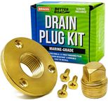 Brass Boat Drain Plug Kit Boat Plug Kit 1/2" for Transom Threaded Boat Plug Marine Grade Garboard Drain Plug Kit 1/2 Inch Thru Hull