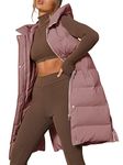 Inorin Womens Down Vest with Stand Collar Thick Hooded Sleeveless Long Coats Jacket, Bean Red, X-Large