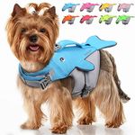 VIVAGLORY Dog Life Vest for Small & Medium Dogs, Easy on & off Sports Style Dog Life Jacket with Adjustable Nylon Straps, Blue