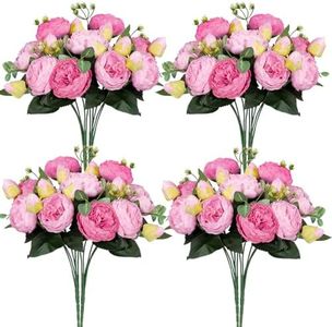 Peonia artificiale di seta fiori di peonia finto fiore per festa di nozze sposa casa decorazione (8 pezzi, rosa rosso e rosa)
