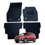 Fully Tailored Car Mats for Ford Kuga MK2 2013-2018, Set of 4 Floor Mats, Black with Black Trim with 4 Safety Clips by Connected Essentials