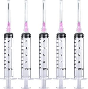 25 Pack 10ml Plastic Syringes with 18Ga, for Scientific Labs, Industrial Dispensing and Liquid Measuring Syringe Tools, Individually Sealed Packaging