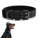 Tactical Dog Collar - Military Dog Collar Nylon Adjustable Training Dog Collar Heavy Duty Metal Buckle for Medium Large Dogs (M, Black)