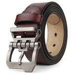 JingHao Belts for Men,Casual Mens Belt Leather for Jeans,Cowboy,Black Genuine Leather Belt,Plus Size 28"-64" Width 1.45" Brown(XL 37"-39" Length 120cm, Coffee)