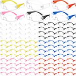 96 Pairs Clear Safety Glasses Bulk Adult Safety Goggles Unisex Eye Protection Glasses Impact Resistant Protective Glasses with Assorted Color Frame for Men Women Lab Construction Carpentry Shooting